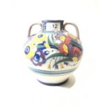 A Poole Pottery (CSA) twin handled vase decorated in the YO pattern by Eileen Prangnell, shape 202.