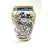 A Poole Pottery Leaping Gazelle vase decorated in the TZ pattern by Pat Summers from the original