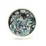 Poole Pottery studio Tony Morris Charger G34 numbered 1 of 1, Showing the stained glass windows from