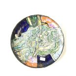 A Tony Morris (not Poole) painted dish from his home studio range decorated with an abstract