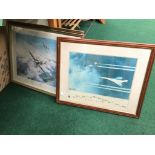 Robert Taylor: a pair of framed and glazed military aviation first edition prints: Spitfire,