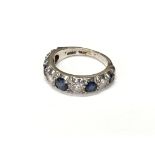Diamond and Sapphire 18ct white gold 3/4 eternity ring. Size K 1/2.