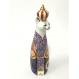 A Royal Crown Derby bone china figure: Royal Cats, Abyssinian, 1986, Signed marks to base.