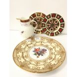 A Caverswall bone china cabinet plate, cream ground with gilt textured highlights, decorated with