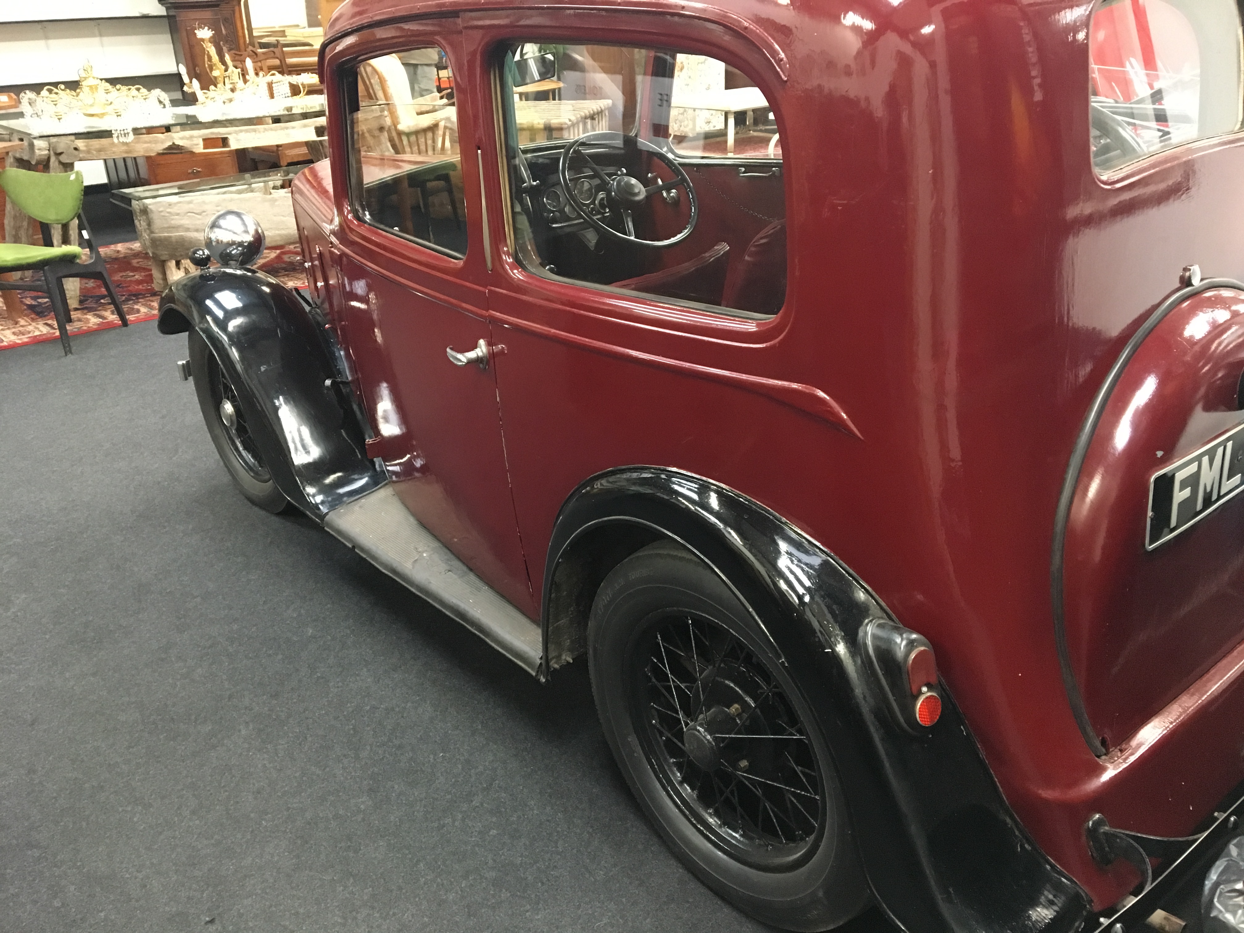A vintage Austin Ruby 7 Historic vehicle in a maroon colour, First registered in 1937 this vehicle - Image 4 of 9