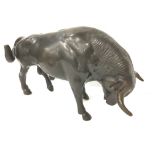 A bronze sculpture modelled as a bull.