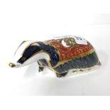 A Royal Crown Derby bone china paperweight: Moonlight badger, an exclusive for the Royal Crown Derby