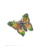 A silver reproduction Art Nouveau Plique a jour butterfly brooch