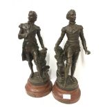 A pair of early 20th century spelter figures modelled as Admiral Nelson and Wellington, signed