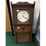 Early 20th century oak cased wall clock by Simplex Time Recorder Co, Gardener Mass, USA.