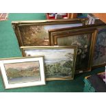 A collection of various framed and glazed pictures and prints.