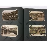 An early 20th century black and white topographical postcard album containing local and other