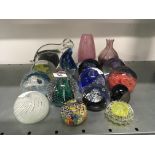 Eight various Caithness paperweight: Tango, Bolero, Carnival, Cauldron Emerald, Inferno, Splashdown,