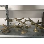 Seven various WWII Brass aircraft models to include a large brass cast model of a Lancaster Bomber.