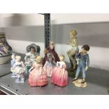 Three various Royal Doulton glazed china Lady figures: Mary (No. HN1417), Dinky Do (HN1678) and Rose