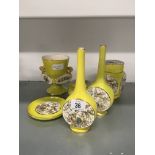 Six various Carlton Ware china items to include a pair of long necked bottle shaped vases and four