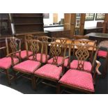 A set of eight mahogany dining room chairs including two carvers.