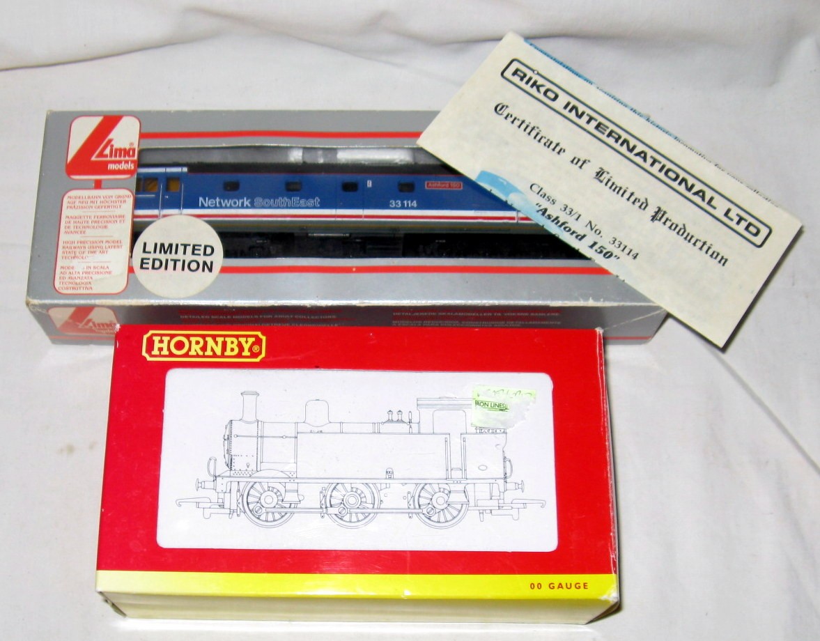 LIMA and HORNBY 2 x Locomotives - Lima 205185 Class 33 BO BO 'Ashford 150' # 33114 in NSE Livery (