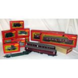 TRIANG HORNBY 8 x Goods Wagons and 5 x Coaches - Goods wagons R10, 11, 12, 18 (missing a Cable