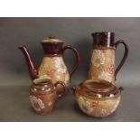 A Royal Doulton Slaters patent four piece tea set comprising teapot, hot water jug, cream jug, and
