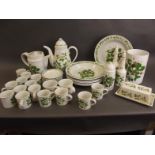 A Portmeirion 'Strawberry' pattern part tea and coffee service comprising tea and coffee pots, six