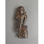 A Chinese hardstone pendant carved in the form of a dancing woman, 3" high