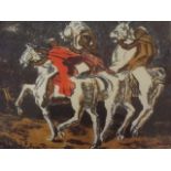 Geoffrey Wylde, South African coloured lithograph of three African horsemen, 11" x 8½"