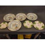 Four Masons 'Chinese Peony' pattern soup bowls, together with three Minton plates decorated with