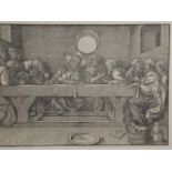 A black and white engraving of 'The Last Supper', after Albrecht Durer, trimmed, 11½" x 8"