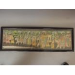 An Indian gouache of a grand procession with many figures and elephants, 36" x 10"