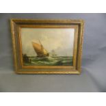 Jacob Ray, signed C19th oil on canvas, maritime scene with mixed shipping, 20" x 15"