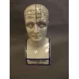 A large pottery Phrenology head, marked 'L.N. Fowler, London', 11½" high