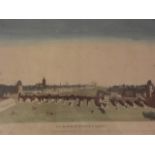 An C18th hand coloured engraving, 'Vue du Pont et de la Ville de Francfort', published 1766 by