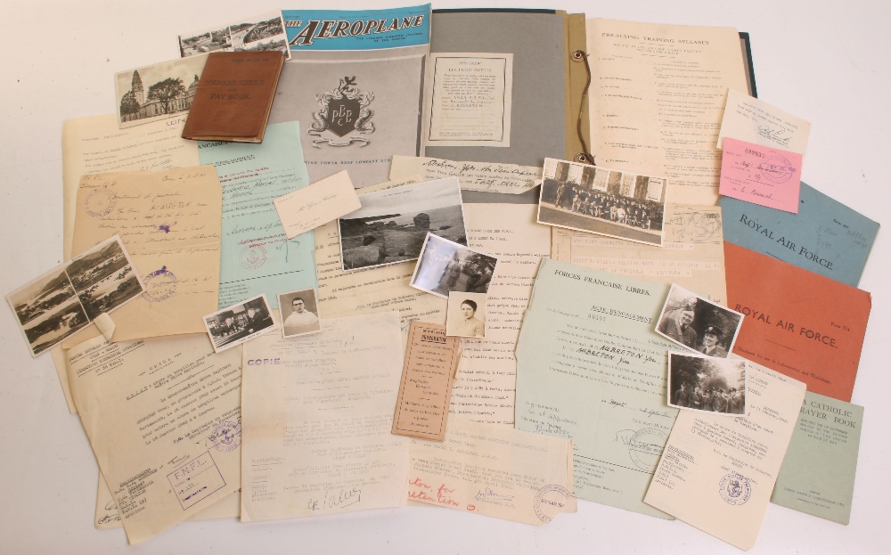 YVES AUBRETON FREE FRENCH AIR FORCE. Quantity of ephemera including Soldiers service Paybook with