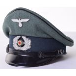 German Army (Heer) Pioneers NCO’s Peaked Service Cap, fine quality doeskin wool example with black