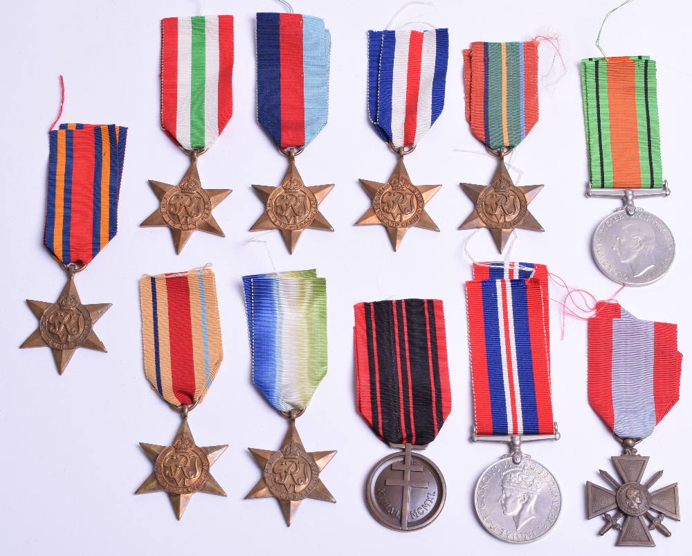 Selection of WW2 British Campaign Medals consisting of 1939-45 star, Africa star, Italy star,