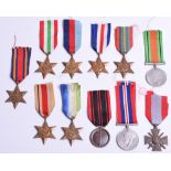 Selection of WW2 British Campaign Medals consisting of 1939-45 star, Africa star, Italy star,