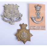 Victorian Rifle Volunteers Pouch Badge, two piece white metal Victorian crown and strung bugle