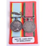 Crimea Campaign Medal Pair 72nd Highlanders, Crimea medal 1854-56 with single clasp Sebastopol