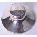 Hallmarked Silver Presentation Inkwell of Gordon Highlanders Interest, fine circular desk inkwell