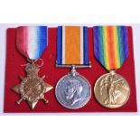 Great War 1914-15 Star Medal Trio Kings Own Shropshire Light Infantry, the medals were awarded to “