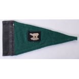 WW2 British 49th (West Riding) Division Vehicle Pennant, green cloth triangular pennant with