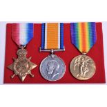 Great War 1914-15 Star Medal Trio North Staffordshire Regiment, the medals were awarded to “17048