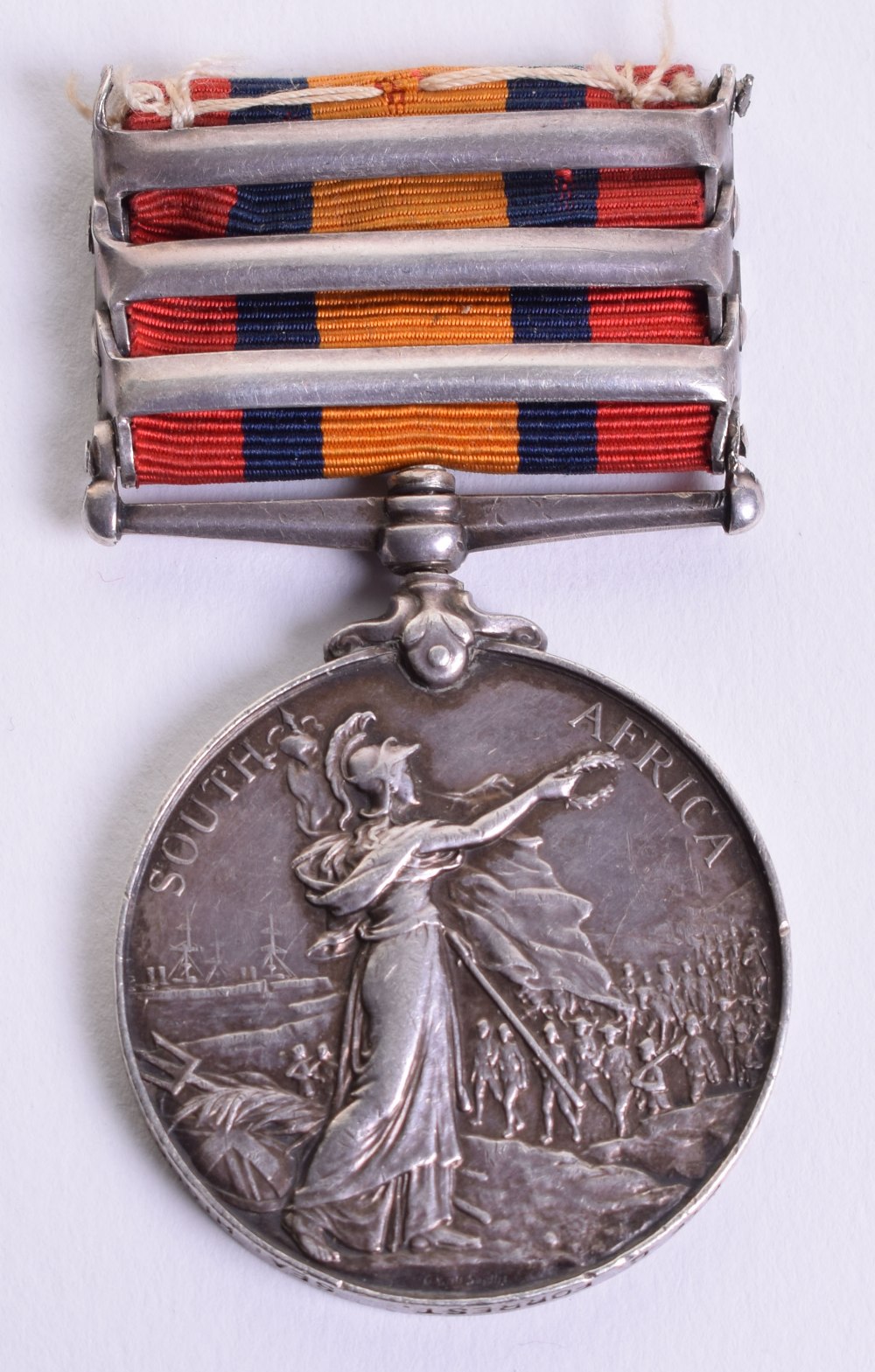 Queens South Africa Medal 1899-1902 Three Clasps, Seaforth Highlanders Mounted Infantry, medal has - Image 2 of 2