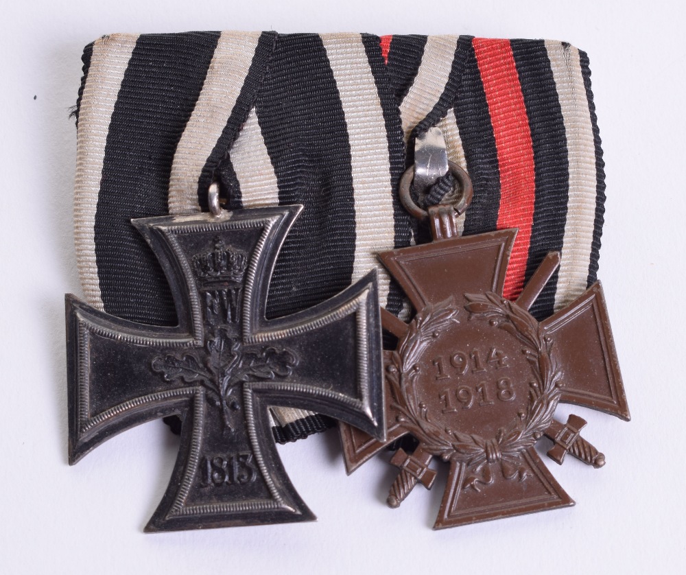 Imperial German Medal Pair, consisting of Iron Cross 2nd class and 1914-18 Honour cross with swords.