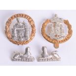 Victorian Dorsetshire Regiment Cap & Collar Badge Set being other ranks issue with two lug