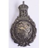 Victorian 20th (Artists) Middlesex Rifle Volunteers Pouch Badge, white metal pouch plate with