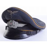 Luftwaffe Paratroopers / Flight Section NCO’s Peaked Service Cap, blue grey cloth top with black