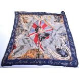 Winston Churchill Printed Commemorative Scarf by , with large central image of Churchill and various