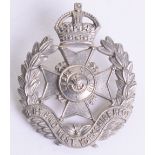 Scarce White Metal 8th Battalion (Leeds Rifles) West Yorkshire Regiment Cap Badge, complete with two